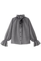 【ガニー/GANNI】のSheer Fluid Check Tie String シャツ 人気、トレンドファッション・服の通販 founy(ファニー) ファッション Fashion レディースファッション Fashion for Women トップス・カットソー Cut & Sew Tops シャツ・ブラウス・オフィスカジュアル Elegant Blouses & Button-Ups スリーブ Sleeve, Long Sleeve / Short Sleeve デニム Denim, Jeans Material フェミニン Feminine, Girly フリル Frill, Ruffle フレア Flare, Flared リボン Ribbon, Bow ロング Long, Long-Length |ID:prp329100004369479