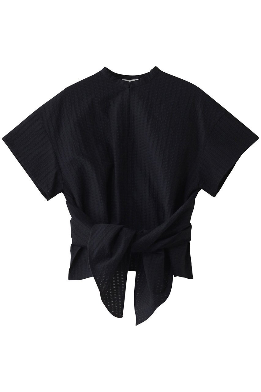 【ドメル/DOMELLE】のコットン アイレット ブラウス インテリア・キッズ・メンズ・レディースファッション・服の通販 founy(ファニー) 　ファッション　Fashion　レディースファッション　Fashion for Women　トップス・カットソー　Cut & Sew Tops　シャツ・ブラウス・オフィスカジュアル　Elegant Blouses & Button-Ups　おすすめ　Recommended / Our Picks　アイレット　Eyelet Lace　キュプラ　Cupro, Eco Fabric　ショート　Short, Short Length　スリット　Slit, Slit Detail　スリーブ　Sleeve, Long Sleeve / Short Sleeve　セットアップ　Set-Up, Coordinated Outfit　ヨーク　Yoke, Yoke Design　半袖　Short Sleeve, Half Sleeve　ネイビー|ID: prp329100004369484 ipo3291000000032869138