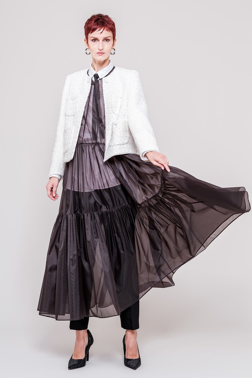 【ドメル/DOMELLE】のオーガンジ― ドレス 人気、トレンドファッション・服の通販 founy(ファニー) 　ファッション　Fashion　レディースファッション　Fashion for Women　ワンピース　Dresses　フォーマル・パーティードレス・結婚式用ドレス　Elegant & Casual Dresses　チュニック　Tunic Tops & Dresses　インナー　Innerwear　オーガンジー　Organza Fabric　ギャザー　Gathered, Ruffled　チュニック　Tunic, Long Top　ティアード　Tiered, Tiered Style　ドレス　Dress, One-Piece　ロング　Long, Long-Length　other-6|ID: prp329100004369486 ipo3291000000034954770