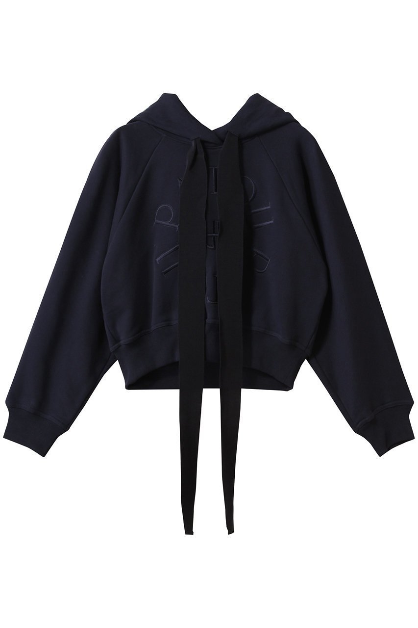 【パトゥ/PATOU】のクロップドフーディー インテリア・キッズ・メンズ・レディースファッション・服の通販 founy(ファニー) 　ファッション　Fashion　レディースファッション　Fashion for Women　トップス・カットソー　Cut & Sew Tops　シャツ・ブラウス・オフィスカジュアル　Elegant Blouses & Button-Ups　レディースパーカー・カジュアルフーディー　Casual Hoodies & Sweatshirts　ロングTシャツ・Tシャツ　Longline T-Shirts & Tees　スウェット・クルーネックトップス　Sweatshirts & Crewnecks / Relaxed Fit Sweat Tops　カットソー・ベーシックTシャツ　Cut-and-Sewn Tops / Stretch Tees & Basics　サークル　Circle, Round Design　ショート　Short, Short Length　ネイビーブラック|ID: prp329100004369493 ipo3291000000032876957