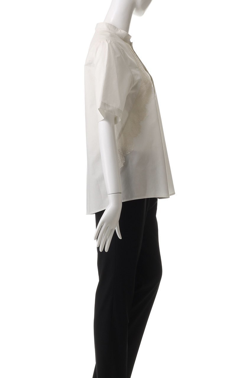 【ロキト/LOKITHO】のリボンレース ハーフスリーブ シャツ 人気、トレンドファッション・服の通販 founy(ファニー) 　ファッション　Fashion　レディースファッション　Fashion for Women　トップス・カットソー　Cut & Sew Tops　シャツ・ブラウス・オフィスカジュアル　Elegant Blouses & Button-Ups　ショート　Short, Short Length　スタンド　Stand Collar, Upright Stand　スリーブ　Sleeve, Long Sleeve / Short Sleeve　ハーフ　Half, Half-Length　リボン　Ribbon, Bow　レース　Lace, Lace Fabric　エレガント 上品　Elegant　other-3|ID: prp329100004369496 ipo3291000000032867312