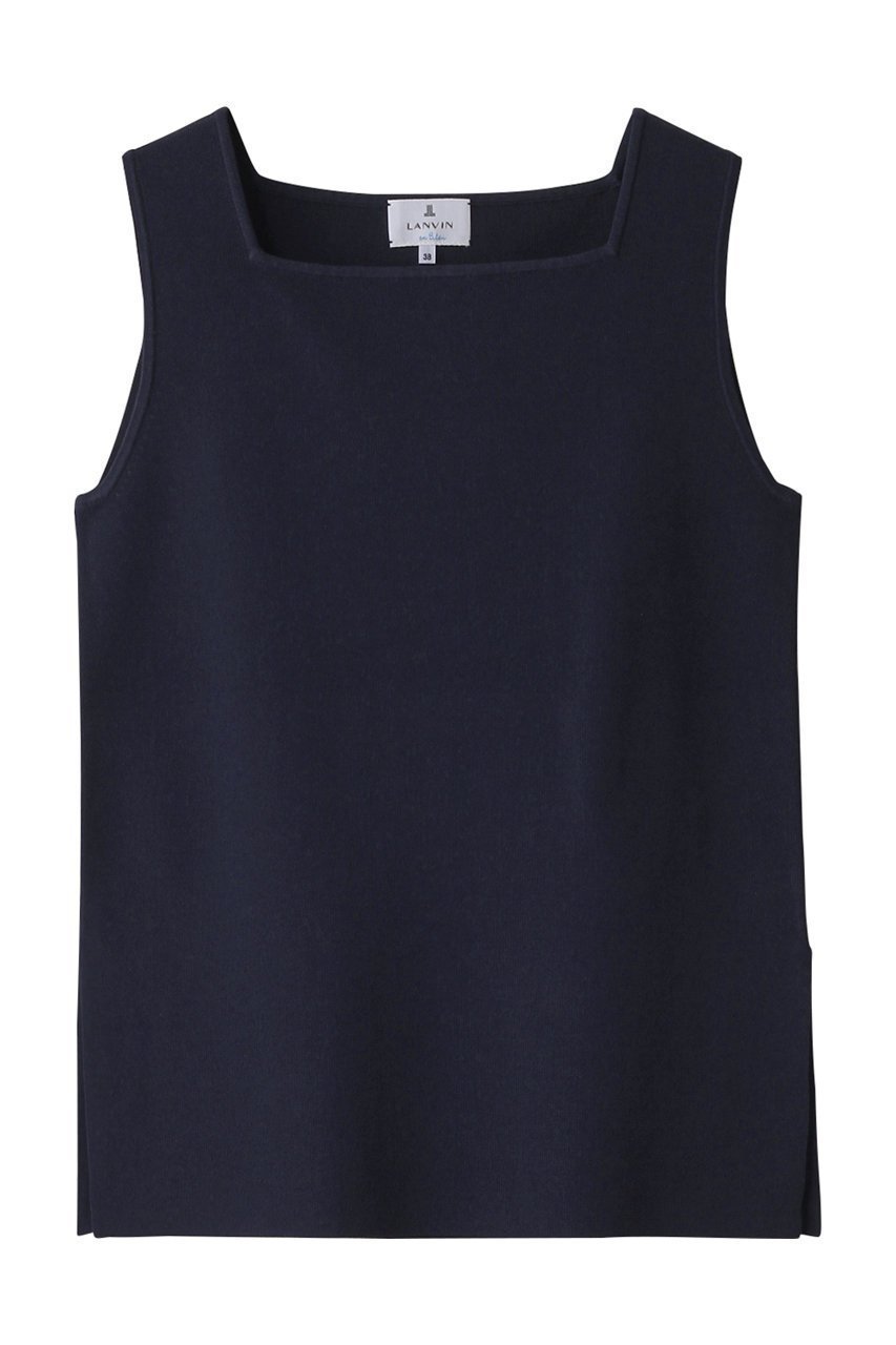 【ランバン オン ブルー/LANVIN en Bleu】のスクエアネックノースリーブニット インテリア・キッズ・メンズ・レディースファッション・服の通販 founy(ファニー) 　ファッション　Fashion　レディースファッション　Fashion for Women　トップス・カットソー　Cut & Sew Tops　ニット　Knit Tops & Sweaters　キャミソール&ノースリーブ　Camisoles & Sleeveless Tops　カジュアルプルオーバー・ニットトップス　Pullovers & Knit Tops / Casual Pullovers　おすすめ　Recommended / Our Picks　インナー　Innerwear　カーディガン　Cardigan, Knitwear　シンプル　Simple, Minimal　スクエア　Square, Square Shape　スリット　Slit, Slit Detail　セットアップ　Set-Up, Coordinated Outfit　ネイビー|ID: prp329100004369514 ipo3291000000032951516
