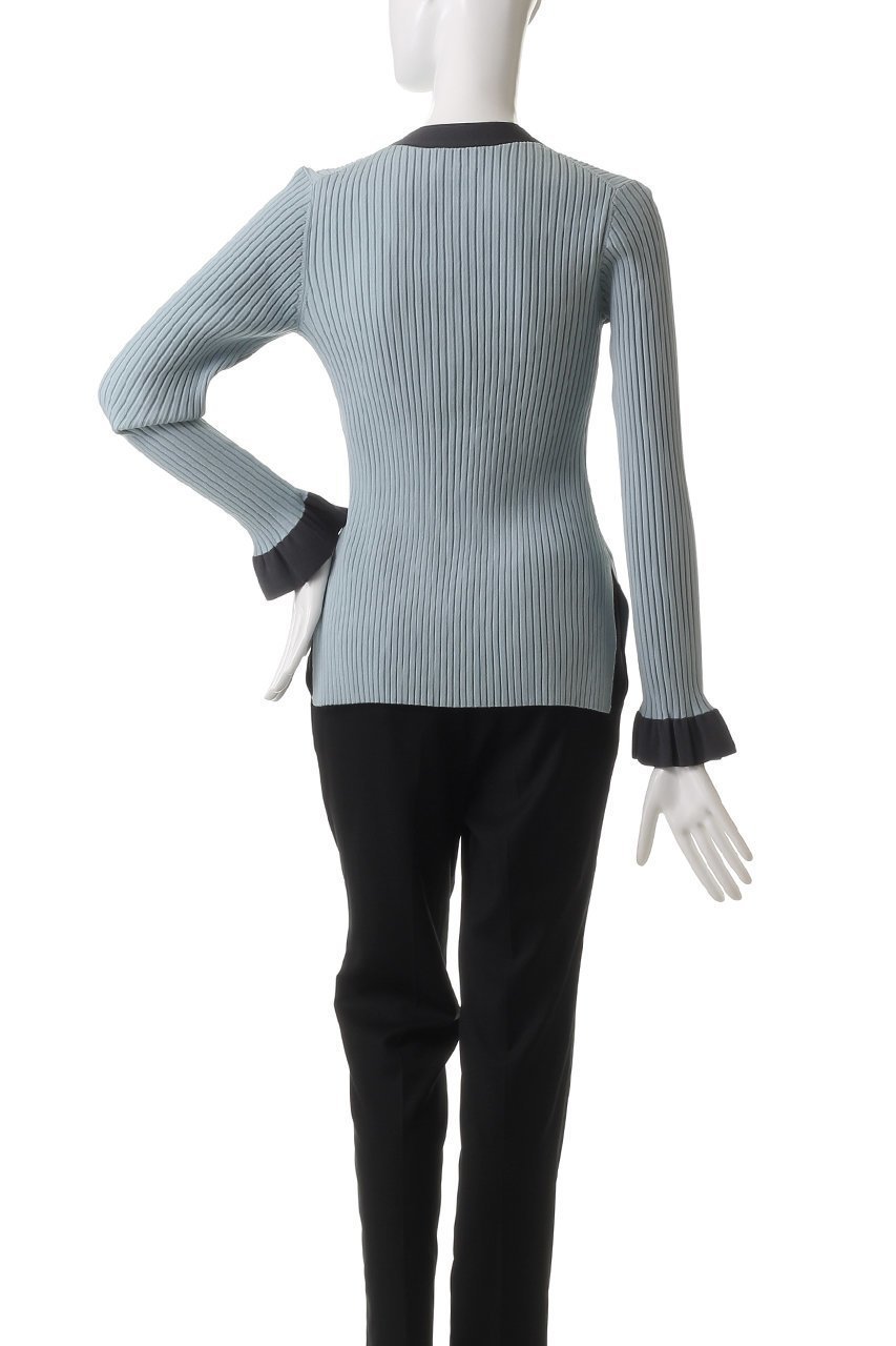 【ランバン オン ブルー/LANVIN en Bleu】のバイカラーVネックリブカーディガン 人気、トレンドファッション・服の通販 founy(ファニー) 　ファッション　Fashion　レディースファッション　Fashion for Women　トップス・カットソー　Cut & Sew Tops　ニット　Knit Tops & Sweaters　カーディガン・羽織り　Layered Style Cardigans　Vネックトップス　V-Neck Tops / V-Cut Neckline Shirts　おすすめ　Recommended / Our Picks　アシンメトリー　Asymmetrical Style　カーディガン　Cardigan, Knitwear　スリット　Slit, Slit Detail　セットアップ　Set-Up, Coordinated Outfit　ノースリーブ　Sleeveless, No-Sleeve　フレア　Flare, Flared　エレガント 上品　Elegant　other-4|ID: prp329100004369515 ipo3291000000032951577