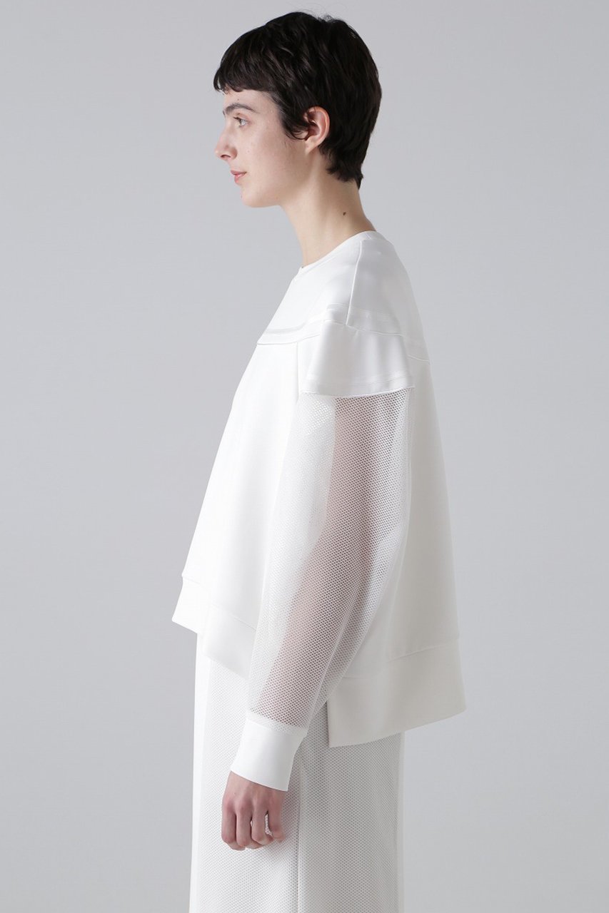 【アドーア/ADORE】のメッシュコンビダンボールカットソー 人気、トレンドファッション・服の通販 founy(ファニー) 　ファッション　Fashion　レディースファッション　Fashion for Women　トップス・カットソー　Cut & Sew Tops　シャツ・ブラウス・オフィスカジュアル　Elegant Blouses & Button-Ups　ロングTシャツ・Tシャツ　Longline T-Shirts & Tees　カットソー・ベーシックTシャツ　Cut-and-Sewn Tops / Stretch Tees & Basics　おすすめ　Recommended / Our Picks　カットソー　Cut and Sewn Top　シンプル　Simple, Minimal　スリーブ　Sleeve, Long Sleeve / Short Sleeve　セットアップ　Set-Up, Coordinated Outfit　タイトスカート　Pencil Skirt, Tight Skirt　ミックス　Mix, Mixed Style　メッシュ　Mesh, Net Fabric　ロング　Long, Long-Length　再入荷　Restock / Back in Stock　other-3|ID: prp329100004369523 ipo3291000000032866023