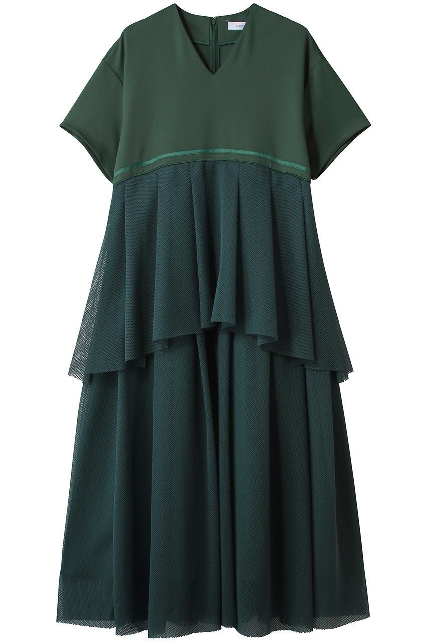 【アドーア/ADORE】のメッシュコンビダンボールワンピース インテリア・キッズ・メンズ・レディースファッション・服の通販 founy(ファニー) 　ファッション　Fashion　レディースファッション　Fashion for Women　ワンピース　Dresses　チュニック　Tunic Tops & Dresses　カットソー　Cut and Sewn Top　シンプル　Simple, Minimal　チュニック　Tunic, Long Top　メッシュ　Mesh, Net Fabric　ロング　Long, Long-Length　再入荷　Restock / Back in Stock　グリーン|ID: prp329100004369524 ipo3291000000032807534