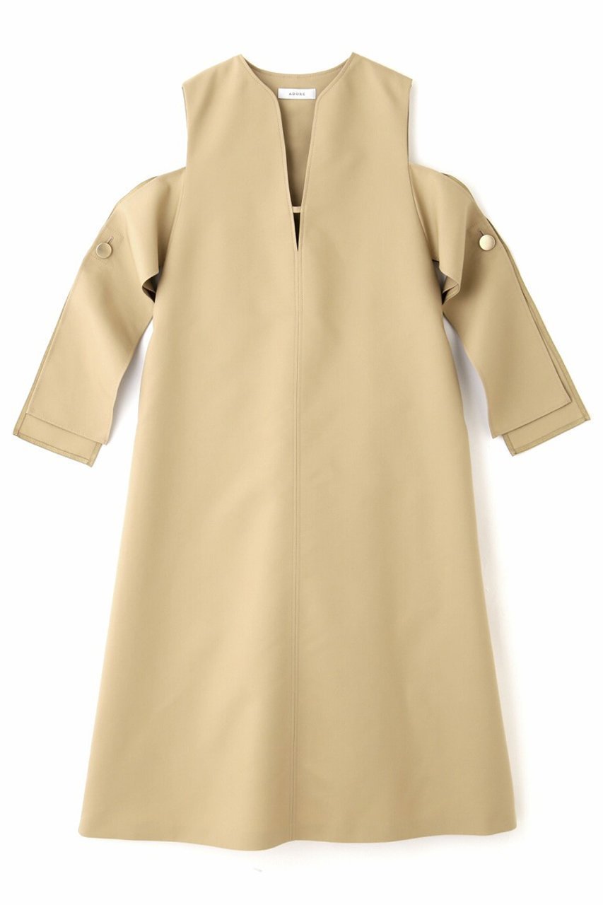 【アドーア/ADORE】のダブルコットンワンピース インテリア・キッズ・メンズ・レディースファッション・服の通販 founy(ファニー) 　ファッション　Fashion　レディースファッション　Ladies' Fashion Online　ワンピース　Dress　チュニック　Tunic　シンプル　Simple　チュニック　Tunic　ドレス　Dress　ノースリーブ　No Sleeve　フォルム　Form　フロント　Front　ロング　Long　再入荷　Restock/Back In Stock/Re Arrival　ベージュ|ID: prp329100004369526 ipo3291000000032648242