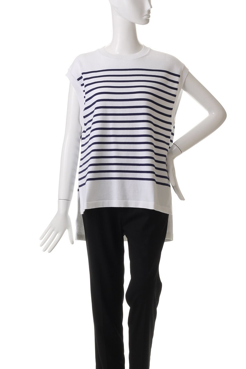【エリオポール/heliopole】の【uca】COOL TOUCH BOR NS ニット 人気、トレンドファッション・服の通販 founy(ファニー) 　ファッション　Fashion　レディースファッション　Fashion for Women　トップス・カットソー　Cut & Sew Tops　ニット　Knit Tops & Sweaters　カジュアルプルオーバー・ニットトップス　Pullovers & Knit Tops / Casual Pullovers　おすすめ　Recommended / Our Picks　カーディガン　Cardigan, Knitwear　スリット　Slit, Slit Detail　セットアップ　Set-Up, Coordinated Outfit　ボーダー　Border, Stripe　エレガント 上品　Elegant　夏　Summer　春　Spring　S/S・春夏　SS, Spring/Summer, Warm Season　other-2|ID: prp329100004369540 ipo3291000000032951493
