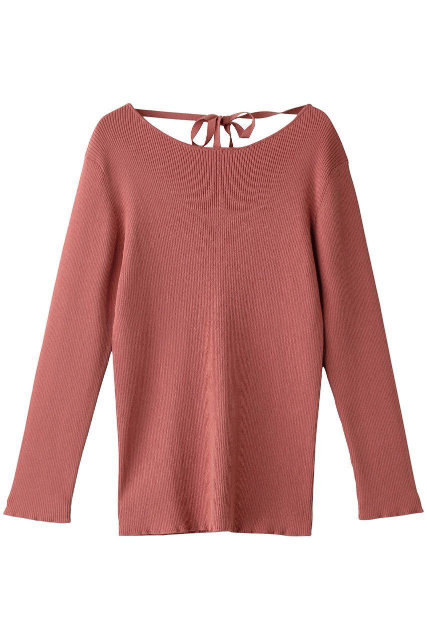 【エリオポール/heliopole】のバックリボンリブニット インテリア・キッズ・メンズ・レディースファッション・服の通販 founy(ファニー) 　ファッション　Fashion　レディースファッション　Fashion for Women　トップス・カットソー　Cut & Sew Tops　ニット　Knit Tops & Sweaters　カジュアルプルオーバー・ニットトップス　Pullovers & Knit Tops / Casual Pullovers　インナー　Innerwear　コンパクト　Compact, Small Size　フィット　Fit, Slim Fit　リブニット　Rib Knit, Ribbed Knit　リボン　Ribbon, Bow　ピンク|ID: prp329100004369545 ipo3291000000035067247