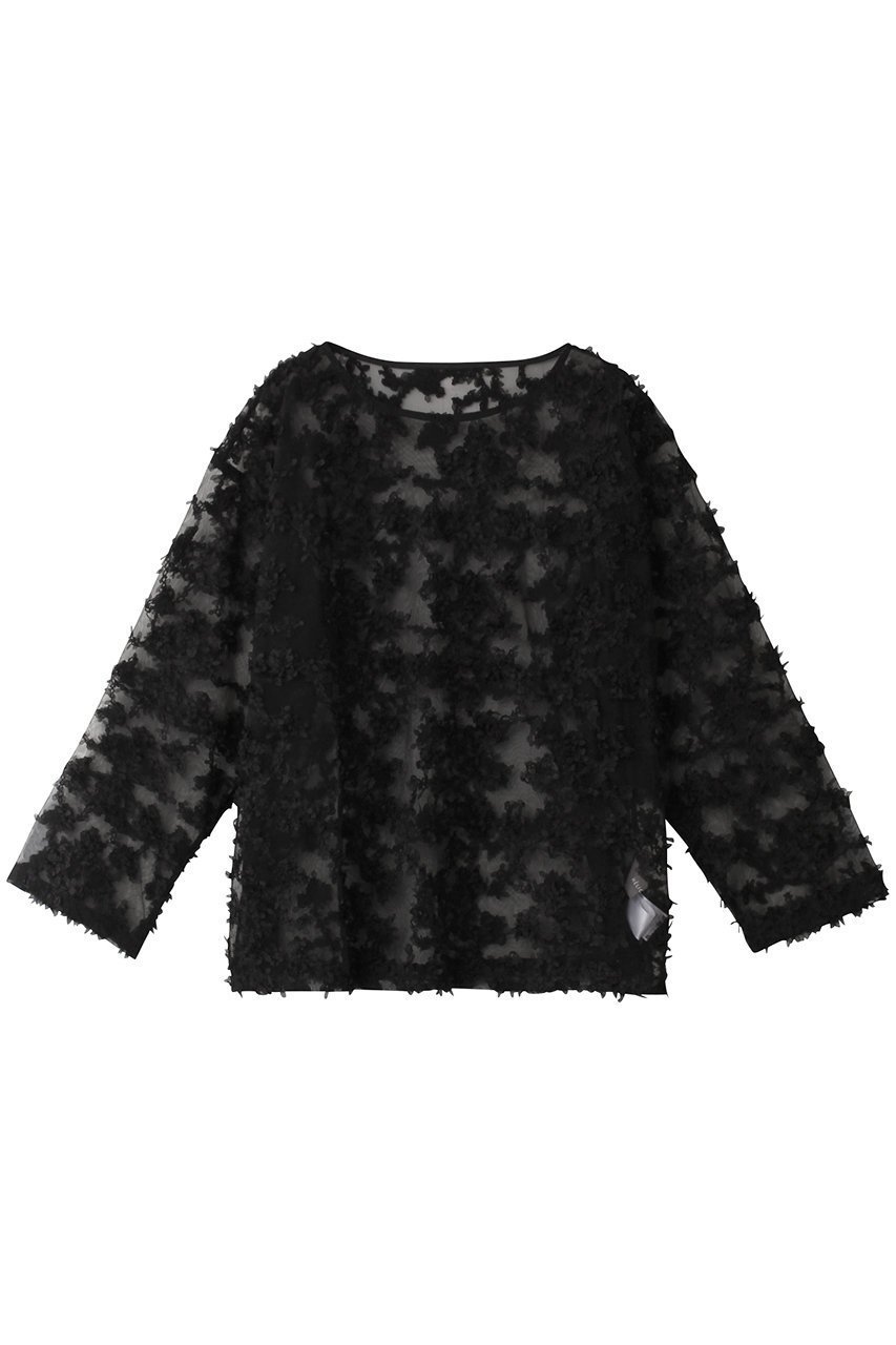 【エリオポール/heliopole】のフローラルパターンシアーブラウス インテリア・キッズ・メンズ・レディースファッション・服の通販 founy(ファニー) ファッション Fashion レディースファッション Fashion for Women トップス・カットソー Cut & Sew Tops シャツ・ブラウス・オフィスカジュアル Elegant Blouses & Button-Ups スリーブ Sleeve, Long Sleeve / Short Sleeve フェミニン Feminine, Girly フラワー Flower, Floral ボトム Bottoms, Lower Wear ラグジュアリー Luxury, Elegant ロング Long, Long-Length ブラック|ID: prp329100004369546 ipo3291000000035063529