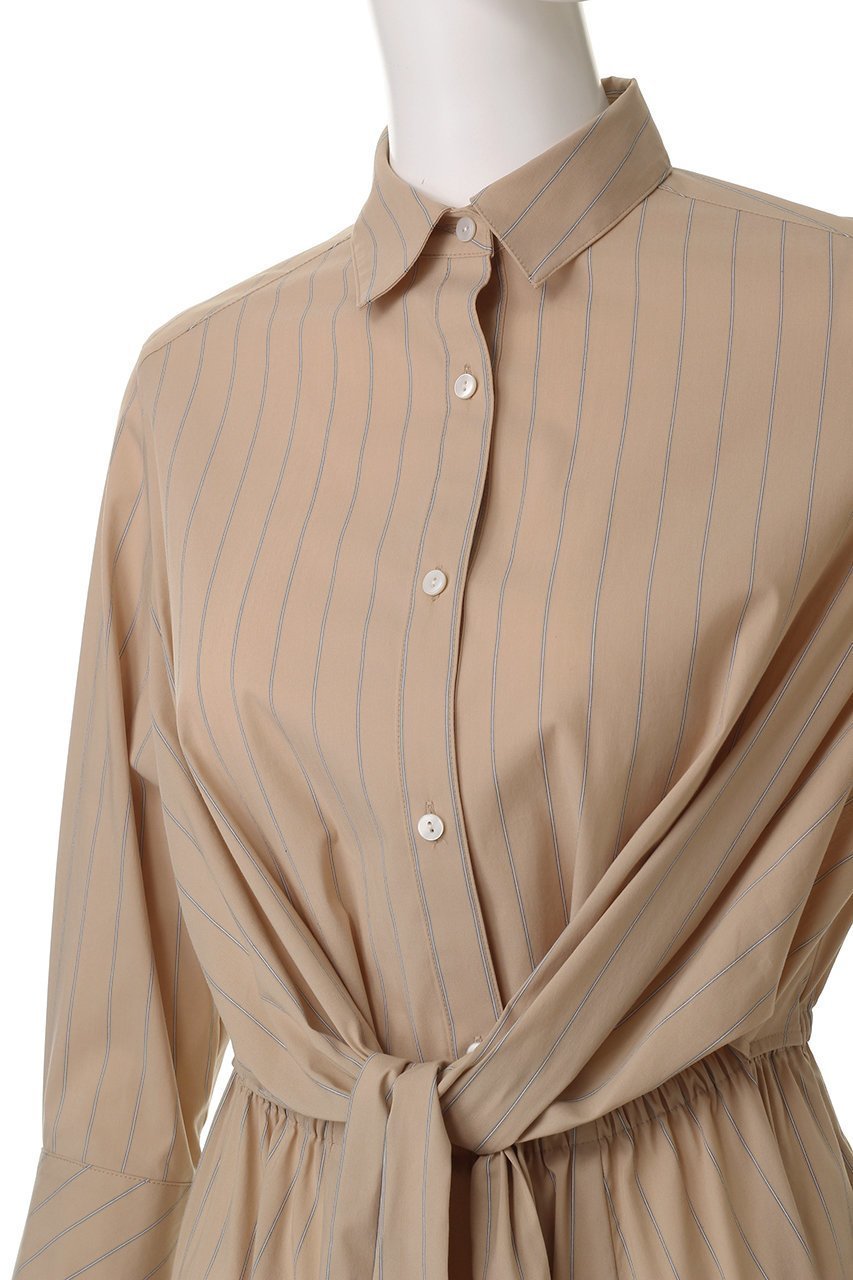 【アルアバイル/allureville】のピンストライプノットシャツワンピース 人気、トレンドファッション・服の通販 founy(ファニー) 　ファッション　Fashion　レディースファッション　Fashion for Women　ワンピース　Dresses　シャツワンピース / 1枚で着映えコーデ　Shirt Dresses　チュニック　Tunic Tops & Dresses　ストライプ　Stripe, Striped Pattern　チュニック　Tunic, Long Top　トレンド　Trend, Trending Now　フロント　Front, Front Design　ロング　Long, Long-Length　再入荷　Restock / Back in Stock　春　Spring　other-5|ID: prp329100004369558 ipo3291000000035054306