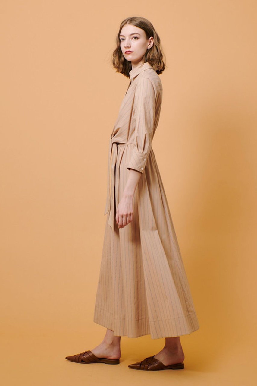 【アルアバイル/allureville】のピンストライプノットシャツワンピース 人気、トレンドファッション・服の通販 founy(ファニー) 　ファッション　Fashion　レディースファッション　Fashion for Women　ワンピース　Dresses　シャツワンピース / 1枚で着映えコーデ　Shirt Dresses　チュニック　Tunic Tops & Dresses　ストライプ　Stripe, Striped Pattern　チュニック　Tunic, Long Top　トレンド　Trend, Trending Now　フロント　Front, Front Design　ロング　Long, Long-Length　再入荷　Restock / Back in Stock　春　Spring　other-7|ID: prp329100004369558 ipo3291000000035054308