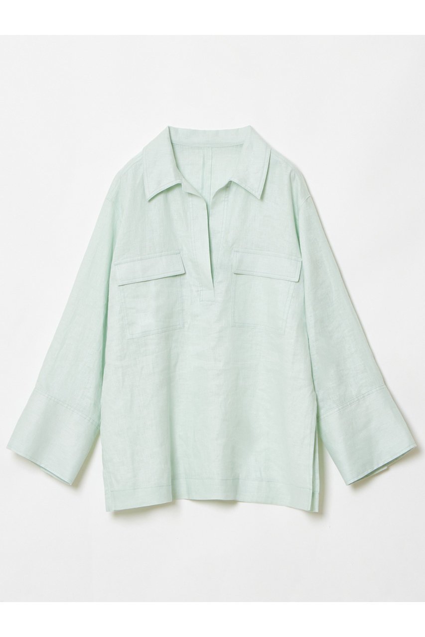 【アルアバイル/allureville】のリネンプルオーバーシャツ インテリア・キッズ・メンズ・レディースファッション・服の通販 founy(ファニー) 　ファッション　Fashion　レディースファッション　Fashion for Women　トップス・カットソー　Cut & Sew Tops　シャツ・ブラウス・オフィスカジュアル　Elegant Blouses & Button-Ups　カジュアルプルオーバー・ニットトップス　Pullovers & Knit Tops / Casual Pullovers　スリーブ　Sleeve, Long Sleeve / Short Sleeve　リネン　Linen, Linen Fabric　ロング　Long, Long-Length　再入荷　Restock / Back in Stock　夏　Summer　春　Spring　S/S・春夏　SS, Spring/Summer, Warm Season　ミントグリーン|ID: prp329100004369562 ipo3291000000032705511