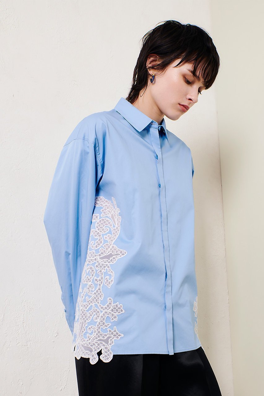 【アルアバイル/allureville】のサイドエンブロイダリーシャツブラウス 人気、トレンドファッション・服の通販 founy(ファニー) 　ファッション　Fashion　レディースファッション　WOMEN　トップス・カットソー　Tops/Tshirt　シャツ/ブラウス　Shirts/Blouses　おすすめ　Recommend　スカラップ　Scalloped　ストレート　Straight　スリーブ　Sleeve　トレンド　Trend　ハーフ　Half　ボトム　Bottom　マニッシュ　Mannish　メッシュ　Mesh　モダン　Modern　レース　Race　ロング　Long　other-7|ID: prp329100004369563 ipo3291000000031337900