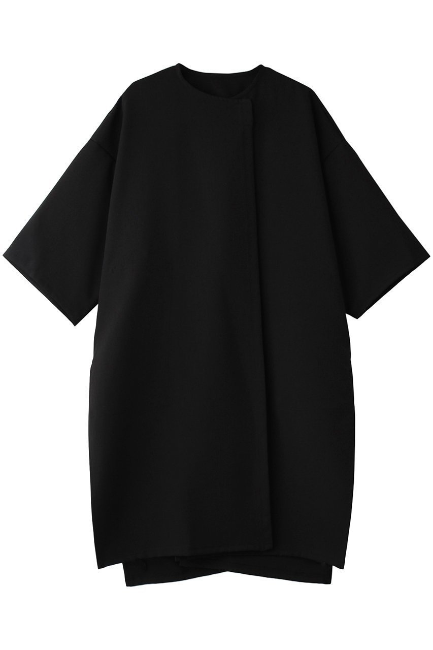 【ミズイロ インド/mizuiro ind】のno collar half slv CT コート インテリア・キッズ・メンズ・レディースファッション・服の通販 founy(ファニー) 　ファッション　Fashion　レディースファッション　Fashion for Women　アウター　Coat / Outerwear Collection　コート・ロングコート・ピーコート　Long Coats, Peacoats & More　スリット　Slit, Slit Detail　ロング　Long, Long-Length　ワイド　Wide, Wide Fit　black|ID: prp329100004369565 ipo3291000000032932923