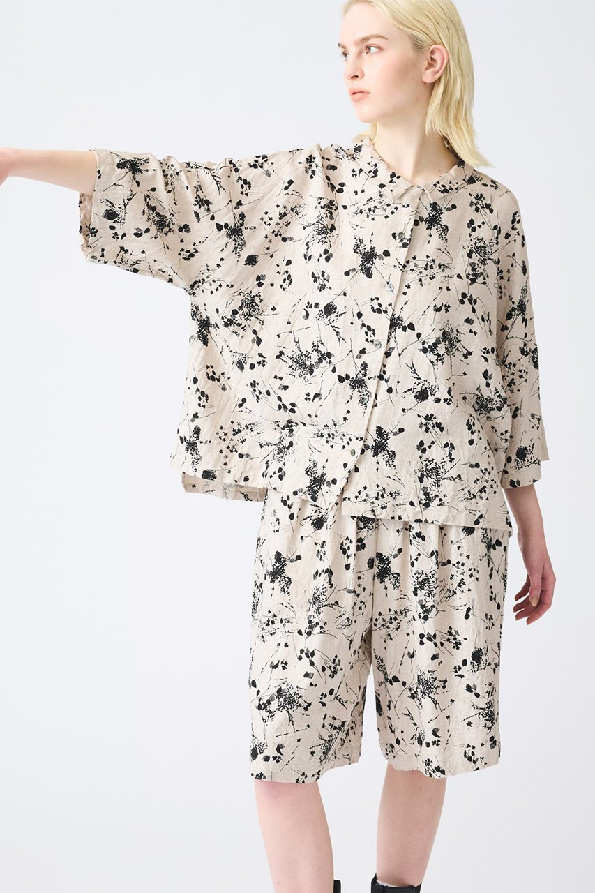 【ミズイロ インド/mizuiro ind】のrayon linen print short PT パンツ 人気、トレンドファッション・服の通販 founy(ファニー) 　ファッション　Fashion　レディースファッション　Fashion for Women　パンツ　Pants & Trousers　ショートパンツ・ハーフパンツ　High-Waisted & Relaxed Shorts　おすすめ　Recommended / Our Picks　ショート　Short, Short Length　ハーフ　Half, Half-Length　プリント　Print, Printed Pattern　モダン　Modern, Contemporary　モノトーン　Monotone, Black and White　リネン　Linen, Linen Fabric　リラックス　Relax, Relaxed Fit　ワイド　Wide, Wide Fit　other-7|ID: prp329100004369566 ipo3291000000032926601
