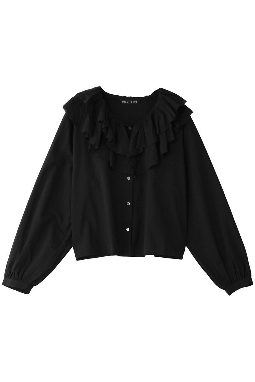 【ミズイロ インド/mizuiro ind】のdouble frill collars shirt シャツ インテリア・キッズ・メンズ・レディースファッション・服の通販 founy(ファニー) 　ファッション　Fashion　レディースファッション　WOMEN　トップス・カットソー　Tops/Tshirt　シャツ/ブラウス　Shirts/Blouses　2025年　2025　2025春夏・S/S　Ss,Spring/Summer,2025　おすすめ　Recommend　スリーブ　Sleeve　ダブル　Double　デニム　Denim　フリル　Frills　ロング　Long　台形　Trapezoid　夏　Summer　春　Spring　S/S・春夏　Ss・Spring/Summer　black|ID: prp329100004369568 ipo3291000000030545012