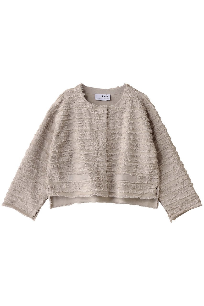 【エリオポール/heliopole】の【THREE DOTS】フリンジジャケット インテリア・キッズ・メンズ・レディースファッション・服の通販 founy(ファニー) 　ファッション　Fashion　レディースファッション　Fashion for Women　アウター　Coat / Outerwear Collection　レディースジャケット・軽アウター　Jackets　ショート　Short, Short Length　ジャケット　Jacket, Outerwear　パーティ　Party, Party Style　フリンジ　Fringe, Tassel　ボーダー　Border, Stripe　グレー|ID: prp329100004369576 ipo3291000000032912342