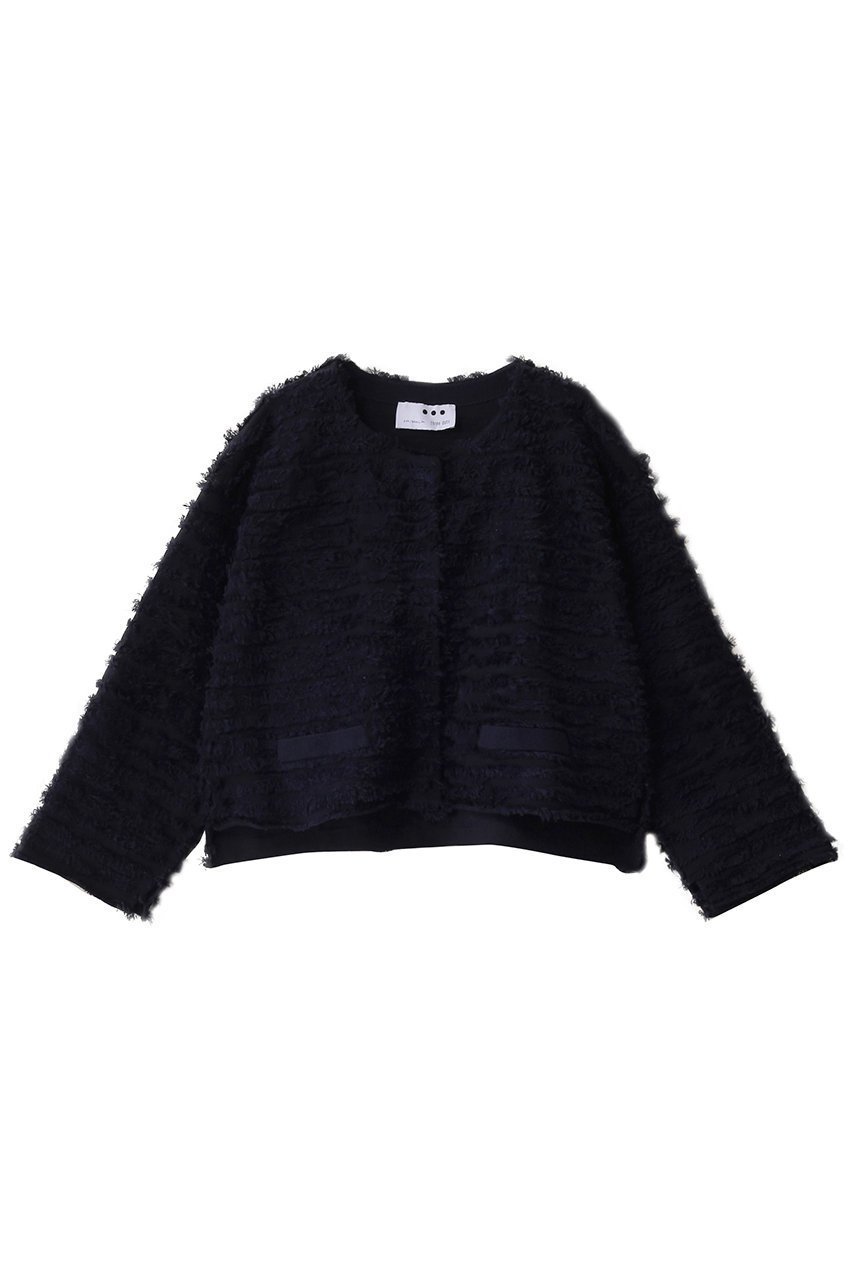 【エリオポール/heliopole】の【THREE DOTS】フリンジジャケット インテリア・キッズ・メンズ・レディースファッション・服の通販 founy(ファニー) 　ファッション　Fashion　レディースファッション　Fashion for Women　アウター　Coat / Outerwear Collection　レディースジャケット・軽アウター　Jackets　ショート　Short, Short Length　ジャケット　Jacket, Outerwear　パーティ　Party, Party Style　フリンジ　Fringe, Tassel　ボーダー　Border, Stripe　ネイビー|ID: prp329100004369576 ipo3291000000032912349
