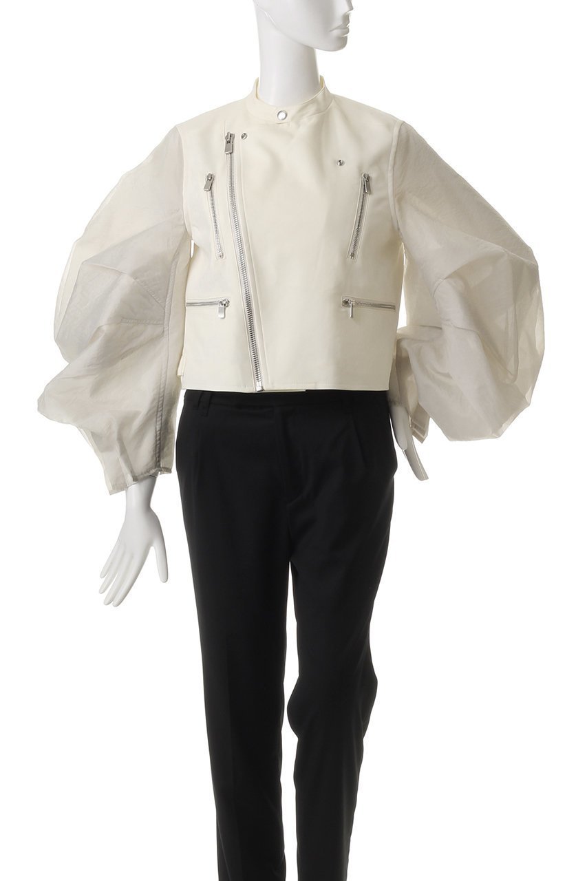 【ヒューエルミュージアム/hueLe Museum】の【STUMBLY】Sheer Sleeve Riders Jacket 人気、トレンドファッション・服の通販 founy(ファニー) 　ファッション　Fashion　レディースファッション　WOMEN　アウター　Coat Outerwear　ジャケット　Jackets　ライダース　Riders Jacket　オーガンジー　Organdy　コンパクト　Compact　ジャケット　Jacket　ダブル　Double　モダン　Modern　other-7|ID: prp329100004369580 ipo3291000000031338008