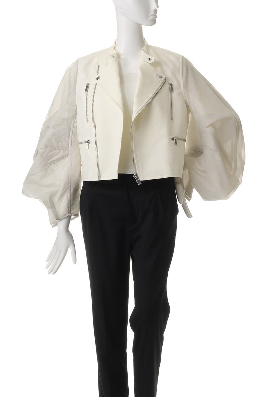 【ヒューエルミュージアム/hueLe Museum】の【STUMBLY】Sheer Sleeve Riders Jacket 人気、トレンドファッション・服の通販 founy(ファニー) 　ファッション　Fashion　レディースファッション　WOMEN　アウター　Coat Outerwear　ジャケット　Jackets　ライダース　Riders Jacket　オーガンジー　Organdy　コンパクト　Compact　ジャケット　Jacket　ダブル　Double　モダン　Modern　other-8|ID: prp329100004369580 ipo3291000000031338010
