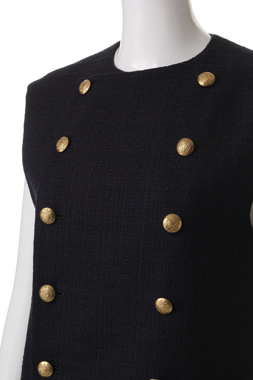 【ヒューエルミュージアム/hueLe Museum】の【STUMBLY】New Silhouette Gilet Blouse 人気、トレンドファッション・服の通販 founy(ファニー) 　ファッション　Fashion　レディースファッション　Fashion for Women　アウター　Coat / Outerwear Collection　トップス・カットソー　Cut & Sew Tops　キャミソール&ノースリーブ　Camisoles & Sleeveless Tops　シャツ・ブラウス・オフィスカジュアル　Elegant Blouses & Button-Ups　ベスト&ジレ / 重ね着スタイル　Vests & Gilets　エレガント 上品　Elegant　クラシカル　Classical, Vintage-Inspired　ツイード　Twill, Twill Weave　ノースリーブ　Sleeveless, No-Sleeve　パーティ　Party, Party Style　メタル　Metal, Metal Parts　夏　Summer　春　Spring　S/S・春夏　SS, Spring/Summer, Warm Season　other-5|ID: prp329100004369582 ipo3291000000032875524