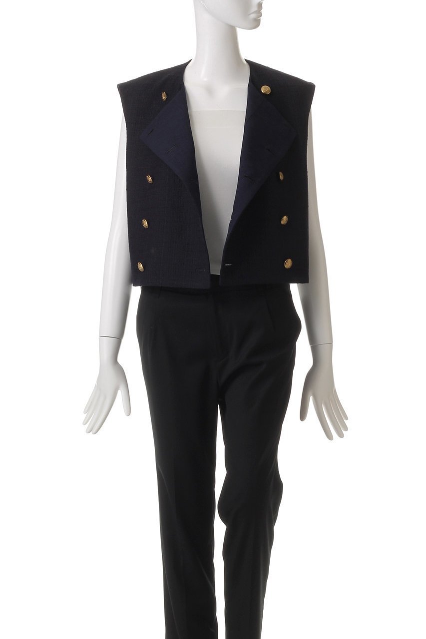 【ヒューエルミュージアム/hueLe Museum】の【STUMBLY】New Silhouette Gilet Blouse 人気、トレンドファッション・服の通販 founy(ファニー) 　ファッション　Fashion　レディースファッション　Fashion for Women　アウター　Coat / Outerwear Collection　トップス・カットソー　Cut & Sew Tops　キャミソール&ノースリーブ　Camisoles & Sleeveless Tops　シャツ・ブラウス・オフィスカジュアル　Elegant Blouses & Button-Ups　ベスト&ジレ / 重ね着スタイル　Vests & Gilets　エレガント 上品　Elegant　クラシカル　Classical, Vintage-Inspired　ツイード　Twill, Twill Weave　ノースリーブ　Sleeveless, No-Sleeve　パーティ　Party, Party Style　メタル　Metal, Metal Parts　夏　Summer　春　Spring　S/S・春夏　SS, Spring/Summer, Warm Season　other-7|ID: prp329100004369582 ipo3291000000032875537