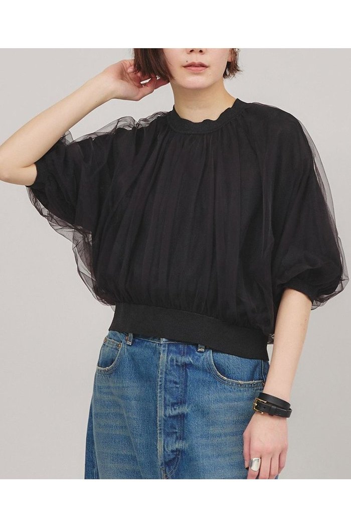 【カレンソロジー/Curensology】のチュールニットプルオーバー インテリア・キッズ・メンズ・レディースファッション・服の通販 founy(ファニー) https://founy.com/ ファッション Fashion レディースファッション WOMEN トップス・カットソー Tops/Tshirt ニット Knit Tops プルオーバー Pullover ギャザー Gather サマー Summer チュール Tulle ドッキング Docking |ID: prp329100004369587 ipo3291000000030545075