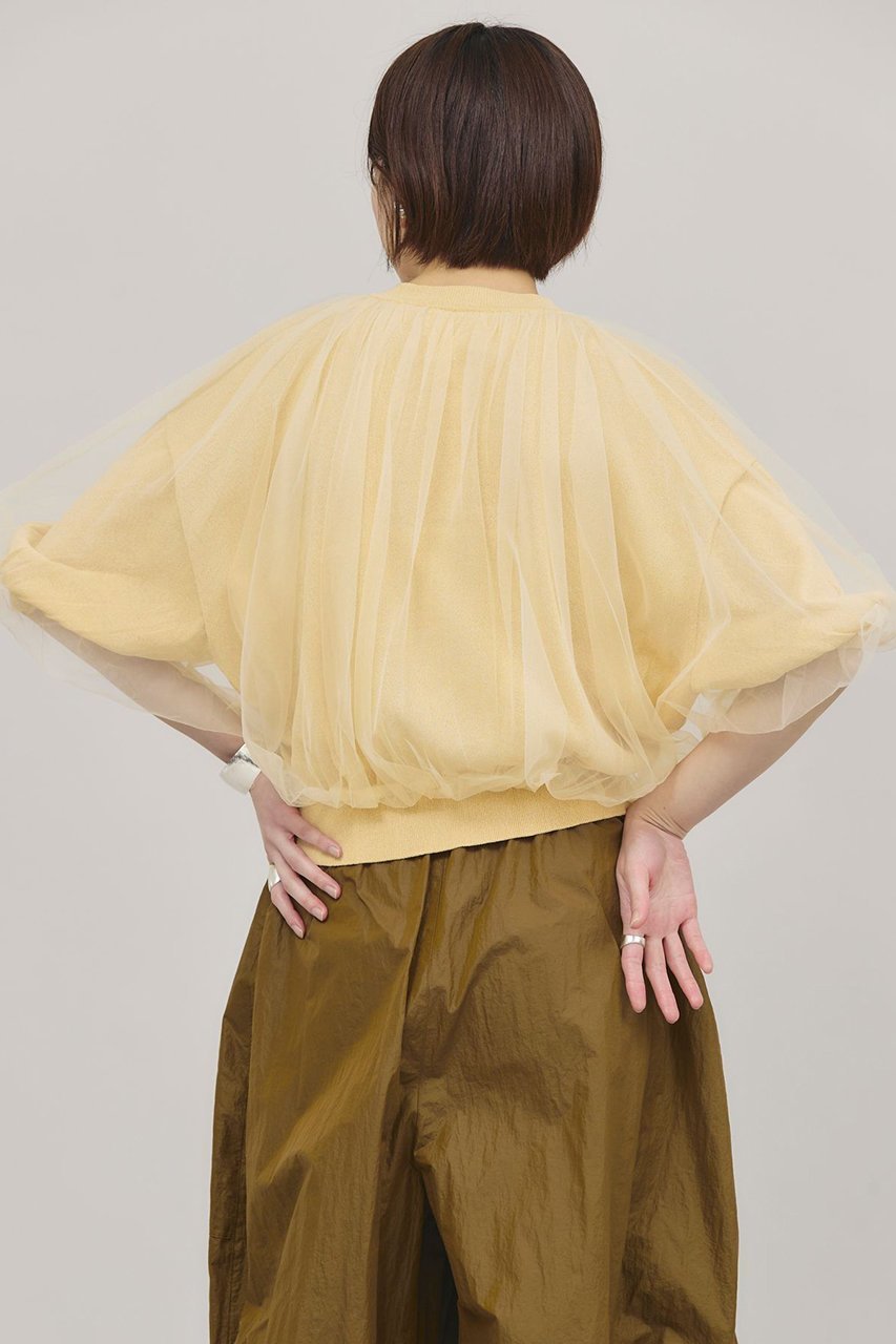 【カレンソロジー/Curensology】のチュールニットプルオーバー 人気、トレンドファッション・服の通販 founy(ファニー) 　ファッション　Fashion　レディースファッション　WOMEN　トップス・カットソー　Tops/Tshirt　ニット　Knit Tops　プルオーバー　Pullover　ギャザー　Gather　サマー　Summer　チュール　Tulle　ドッキング　Docking　other-4|ID: prp329100004369587 ipo3291000000031338056