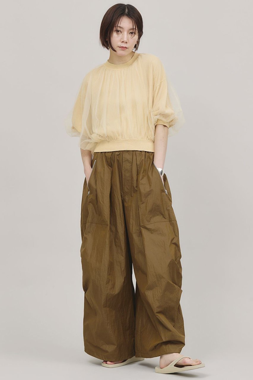 【カレンソロジー/Curensology】のチュールニットプルオーバー 人気、トレンドファッション・服の通販 founy(ファニー) 　ファッション　Fashion　レディースファッション　WOMEN　トップス・カットソー　Tops/Tshirt　ニット　Knit Tops　プルオーバー　Pullover　ギャザー　Gather　サマー　Summer　チュール　Tulle　ドッキング　Docking　other-5|ID: prp329100004369587 ipo3291000000031338057