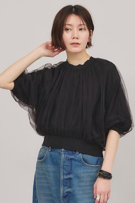 【カレンソロジー/Curensology】のチュールニットプルオーバー 人気、トレンドファッション・服の通販 founy(ファニー) ファッション Fashion レディースファッション Fashion for Women トップス・カットソー Cut & Sew Tops ニット Knit Tops & Sweaters カジュアルプルオーバー・ニットトップス Pullovers & Knit Tops / Casual Pullovers ギャザー Gathered, Ruffled サマー Summer, Summer Style チュール Tulip, Tulip Motif ドッキング Docking, Mixed Material |ID:prp329100004369587