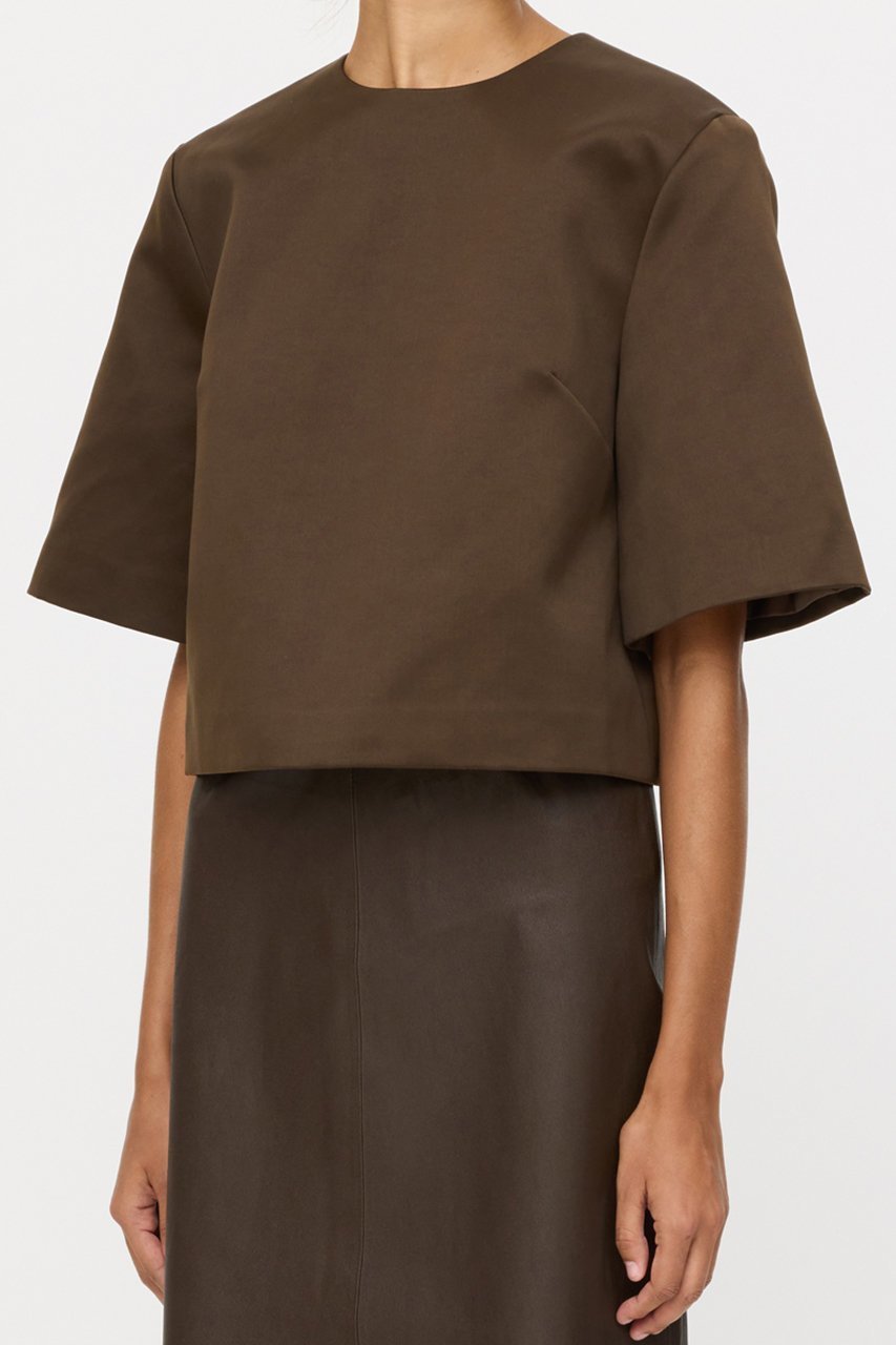 【バイ マレーネ ビルガー/BY MALENE BIRGER】のHANIA クロップドトップス 人気、トレンドファッション・服の通販 founy(ファニー) 　ファッション　Fashion　レディースファッション　Fashion for Women　トップス・カットソー　Cut & Sew Tops　シャツ・ブラウス・オフィスカジュアル　Elegant Blouses & Button-Ups　ロングTシャツ・Tシャツ　Longline T-Shirts & Tees　カットソー・ベーシックTシャツ　Cut-and-Sewn Tops / Stretch Tees & Basics　ショート　Short, Short Length　シンプル　Simple, Minimal　スリーブ　Sleeve, Long Sleeve / Short Sleeve　バランス　Balance, Style Balance　フレア　Flare, Flared　ボトム　Bottoms, Lower Wear　ワイド　Wide, Wide Fit　other-7|ID: prp329100004369591 ipo3291000000032879155