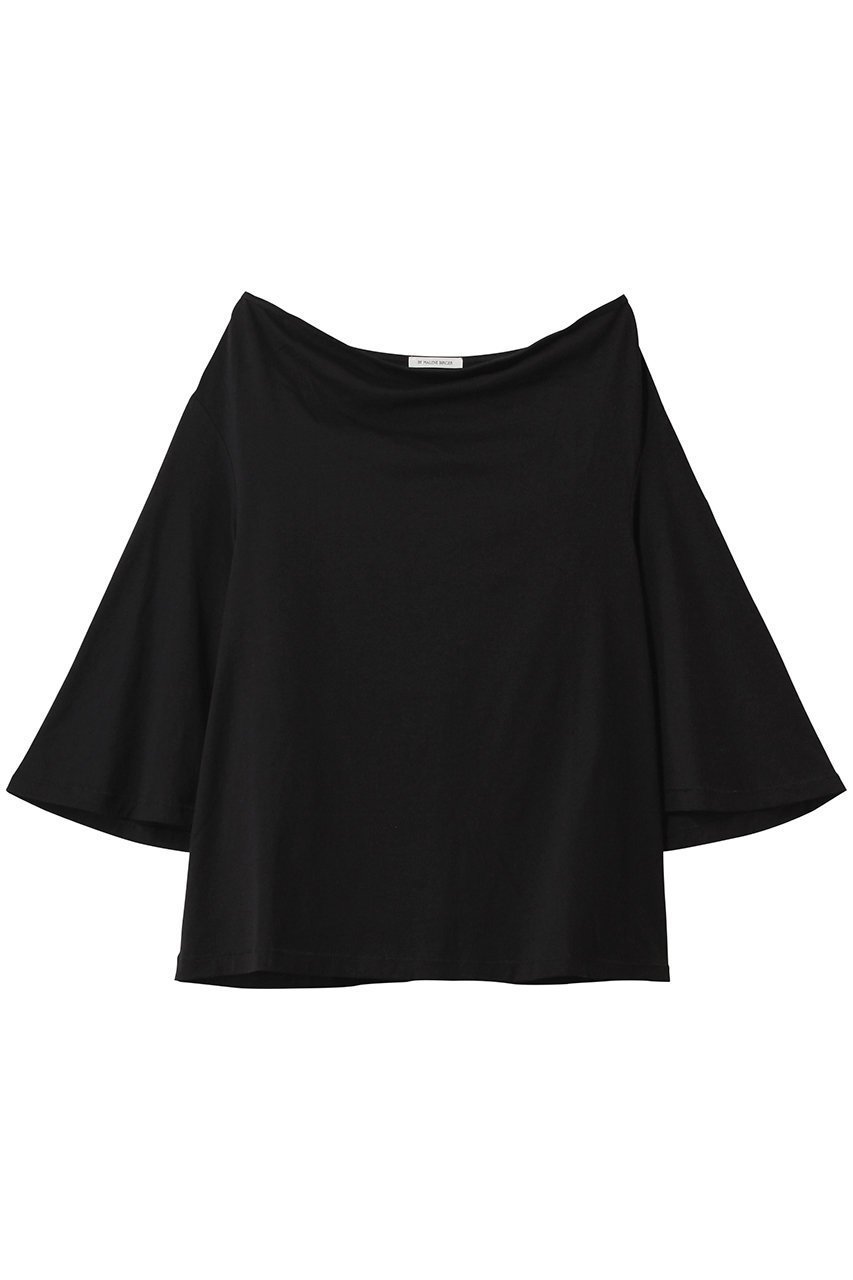【バイ マレーネ ビルガー/BY MALENE BIRGER】のBRYAR ジャージートップス インテリア・キッズ・メンズ・レディースファッション・服の通販 founy(ファニー) 　ファッション　Fashion　レディースファッション　Fashion for Women　トップス・カットソー　Cut & Sew Tops　シャツ・ブラウス・オフィスカジュアル　Elegant Blouses & Button-Ups　ロングTシャツ・Tシャツ　Longline T-Shirts & Tees　カットソー・ベーシックTシャツ　Cut-and-Sewn Tops / Stretch Tees & Basics　とろみ　Fluid, Flowy Fabric　ショート　Short, Short Length　スリーブ　Sleeve, Long Sleeve / Short Sleeve　デコルテ　Décolleté, Neckline　ドレープ　Drape, Draping Fabric　ワイド　Wide, Wide Fit　エレガント 上品　Elegant　ブラック|ID: prp329100004369597 ipo3291000000032843018