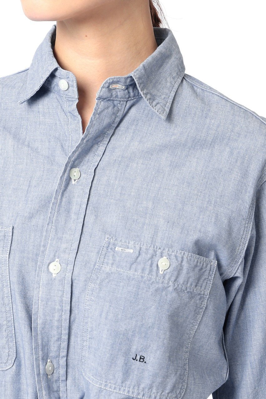【ジェービーアタイア/J.B. ATTIRE】のRIVIERA CHAMBRAY SHIRT 人気、トレンドファッション・服の通販 founy(ファニー) 　ファッション　Fashion　レディースファッション　Fashion for Women　トップス・カットソー　Cut & Sew Tops　シャツ・ブラウス・オフィスカジュアル　Elegant Blouses & Button-Ups　おすすめ　Recommended / Our Picks　シャンブレー　Chambray, Denim-Like Fabric　スリーブ　Sleeve, Long Sleeve / Short Sleeve　ダブル　Double, Double-Breasted　デニム　Denim, Jeans Material　トリプル　Triple, Three Layers　フレンチ　French, French Style　メンズ　Men's, Menswear　ロング　Long, Long-Length　ワーク　Workwear, Utility Style　定番　Standard, Basic Item　other-6|ID: prp329100004369610 ipo3291000000035474545
