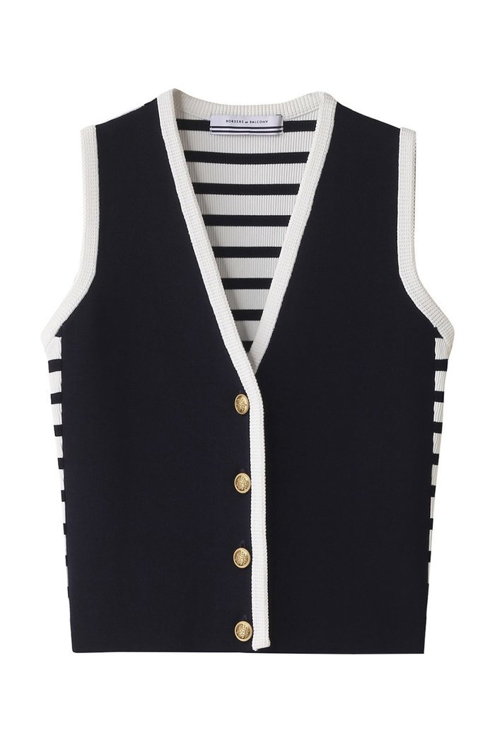 【ボーダーズ アット バルコニー/BORDERS at BALCONY】のリブニットベスト インテリア・キッズ・メンズ・レディースファッション・服の通販 founy(ファニー) https://founy.com/ ファッション Fashion レディースファッション WOMEN アウター Coat Outerwear ジャケット Jackets カットソー Cut And Sew コンパクト Compact ジャケット Jacket ベスト Vest ボーダー Border |ID: prp329100004372501 ipo3291000000030558041