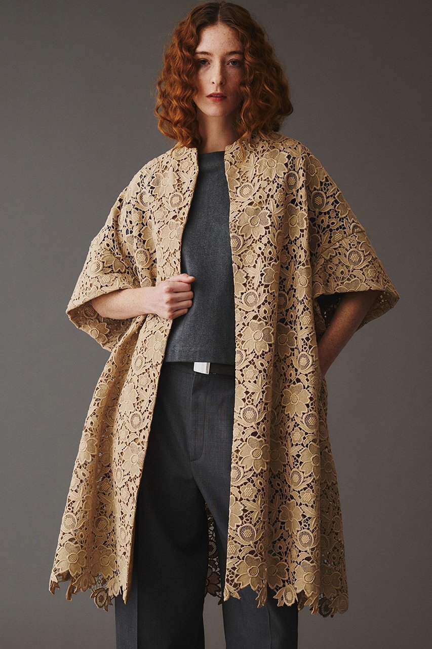 【オブリオ/AUBRIOT】のフラワーレース トッパーコート 人気、トレンドファッション・服の通販 founy(ファニー) 　ファッション　Fashion　レディースファッション　Ladies' Fashion Online　アウター　Coat Outerwear　コート　Coats　ケミカル　Chemical　コンパクト　Compact　ショート　Short　スリーブ　Sleeve　トッパー　Topper　フォルム　Form　フラワー　Flower　モダン　Modern　モチーフ　Motif　レース　Race　再入荷　Restock/Back In Stock/Re Arrival　other-8|ID: prp329100004372512 ipo3291000000032630585