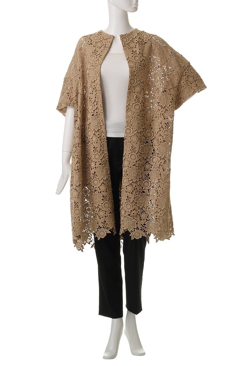 【オブリオ/AUBRIOT】のフラワーレース トッパーコート 人気、トレンドファッション・服の通販 founy(ファニー) 　ファッション　Fashion　レディースファッション　Fashion for Women　アウター　Coat / Outerwear Collection　コート・ロングコート・ピーコート　Long Coats, Peacoats & More　ケミカル　Chemical, Chemical Wash　コンパクト　Compact, Small Size　ショート　Short, Short Length　スリーブ　Sleeve, Long Sleeve / Short Sleeve　トッパー　Topper, Light Cardigan　フォルム　Silhouette, Form　フラワー　Flower, Floral　モダン　Modern, Contemporary　モチーフ　Motif, Design Theme　レース　Lace, Lace Fabric　再入荷　Restock / Back in Stock　other-2|ID: prp329100004372512 ipo3291000000035931809