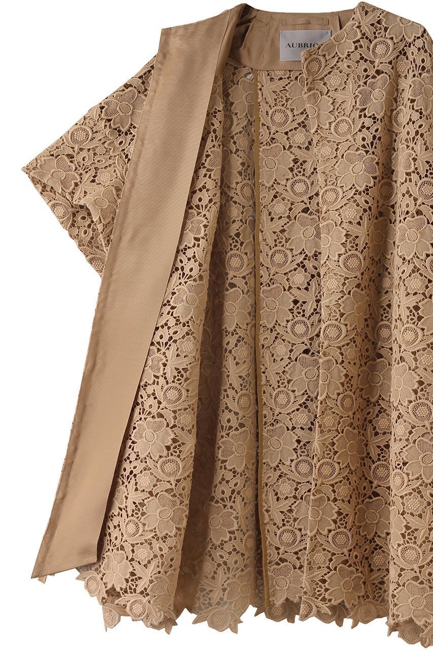 【オブリオ/AUBRIOT】のフラワーレース トッパーコート 人気、トレンドファッション・服の通販 founy(ファニー) 　ファッション　Fashion　レディースファッション　Fashion for Women　アウター　Coat / Outerwear Collection　コート・ロングコート・ピーコート　Long Coats, Peacoats & More　ケミカル　Chemical, Chemical Wash　コンパクト　Compact, Small Size　ショート　Short, Short Length　スリーブ　Sleeve, Long Sleeve / Short Sleeve　トッパー　Topper, Light Cardigan　フォルム　Silhouette, Form　フラワー　Flower, Floral　モダン　Modern, Contemporary　モチーフ　Motif, Design Theme　レース　Lace, Lace Fabric　再入荷　Restock / Back in Stock　other-6|ID: prp329100004372512 ipo3291000000035931816