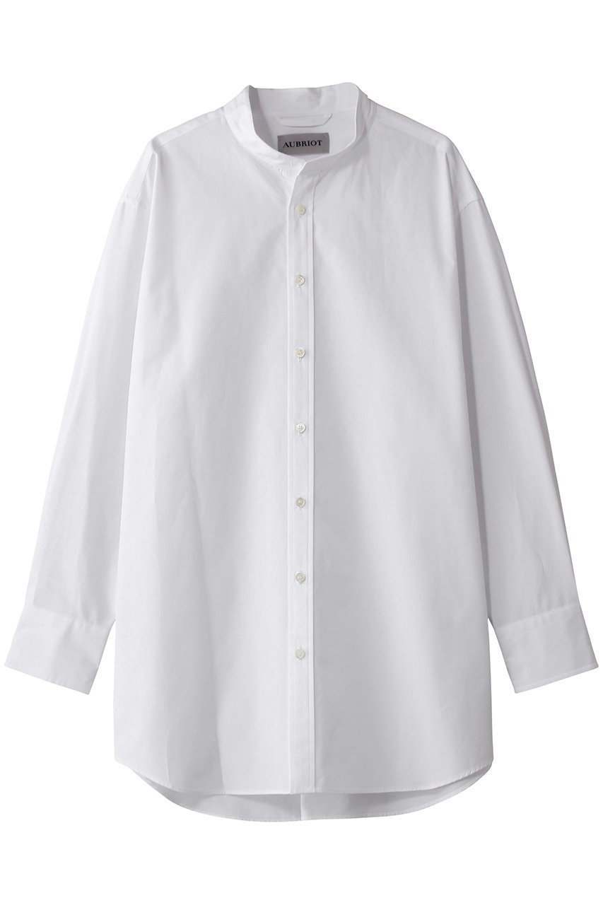 【オブリオ/AUBRIOT】のファインブロード バンドカラーシャツ 人気、トレンドファッション・服の通販 founy(ファニー) 　ファッション　Fashion　レディースファッション　Fashion for Women　トップス・カットソー　Cut & Sew Tops　シャツ・ブラウス・オフィスカジュアル　Elegant Blouses & Button-Ups　なめらか　Smooth, Silky Texture　シンプル　Simple, Minimal　スリーブ　Sleeve, Long Sleeve / Short Sleeve　ドレープ　Drape, Draping Fabric　ベーシック　Basic, Essential　メンズ　Men's, Menswear　ロング　Long, Long-Length　エレガント 上品　Elegant　定番　Standard, Basic Item　 other-1|ID: prp329100004372514 ipo3291000000035822860