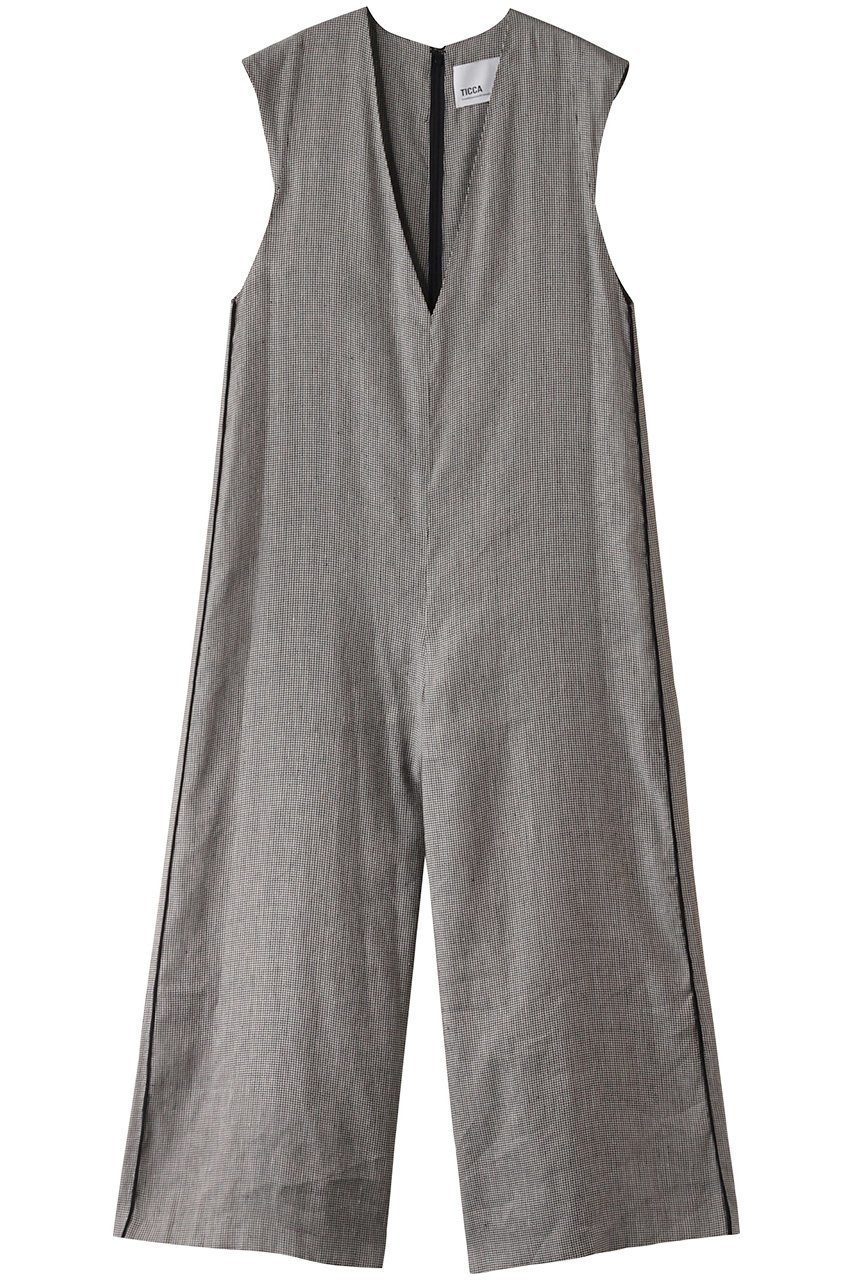【ティッカ/TICCA】のハウンドトゥースコンビネゾン インテリア・キッズ・メンズ・レディースファッション・服の通販 founy(ファニー) 　ファッション　Fashion　レディースファッション　Fashion for Women　パンツ　Pants & Trousers　クラシカル　Classical, Vintage-Inspired　コンビネゾン　Jumpsuit, All-in-One　ドレス　Dress, One-Piece　ハウンドトゥース　Houndstooth, Dogtooth Check　フォルム　Silhouette, Form　ベロア　Velour, Soft Velvet　リネン　Linen, Linen Fabric　ワイド　Wide, Wide Fit　エレガント 上品　Elegant　ホワイトチェック|ID: prp329100004372522 ipo3291000000032920876