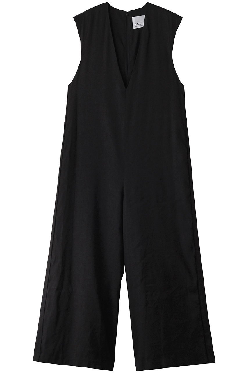 【ティッカ/TICCA】のハウンドトゥースコンビネゾン インテリア・キッズ・メンズ・レディースファッション・服の通販 founy(ファニー) 　ファッション　Fashion　レディースファッション　Fashion for Women　パンツ　Pants & Trousers　クラシカル　Classical, Vintage-Inspired　コンビネゾン　Jumpsuit, All-in-One　ドレス　Dress, One-Piece　ハウンドトゥース　Houndstooth, Dogtooth Check　フォルム　Silhouette, Form　ベロア　Velour, Soft Velvet　リネン　Linen, Linen Fabric　ワイド　Wide, Wide Fit　エレガント 上品　Elegant　ブラックチェック|ID: prp329100004372522 ipo3291000000032920886
