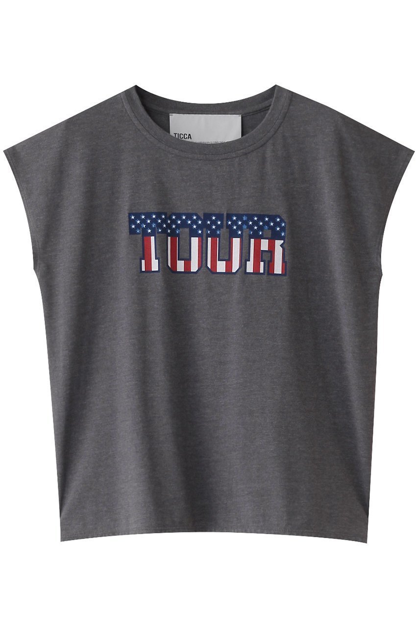 【ティッカ/TICCA】のTOURフレンチTシャツ インテリア・キッズ・メンズ・レディースファッション・服の通販 founy(ファニー) 　ファッション　Fashion　レディースファッション　Fashion for Women　トップス・カットソー　Cut & Sew Tops　シャツ・ブラウス・オフィスカジュアル　Elegant Blouses & Button-Ups　ロングTシャツ・Tシャツ　Longline T-Shirts & Tees　カットソー・ベーシックTシャツ　Cut-and-Sewn Tops / Stretch Tees & Basics　カッティング　Cutting Detail　吸水　Absorbent, Quick-Dry　ショート　Short, Short Length　スリーブ　Sleeve, Long Sleeve / Short Sleeve　フレンチ　French, French Style　プリント　Print, Printed Pattern　モチーフ　Motif, Design Theme　リラックス　Relax, Relaxed Fit　再入荷　Restock / Back in Stock　小旅行　Short Trip　エレガント 上品　Elegant　チャコールグレー|ID: prp329100004372526 ipo3291000000032756334