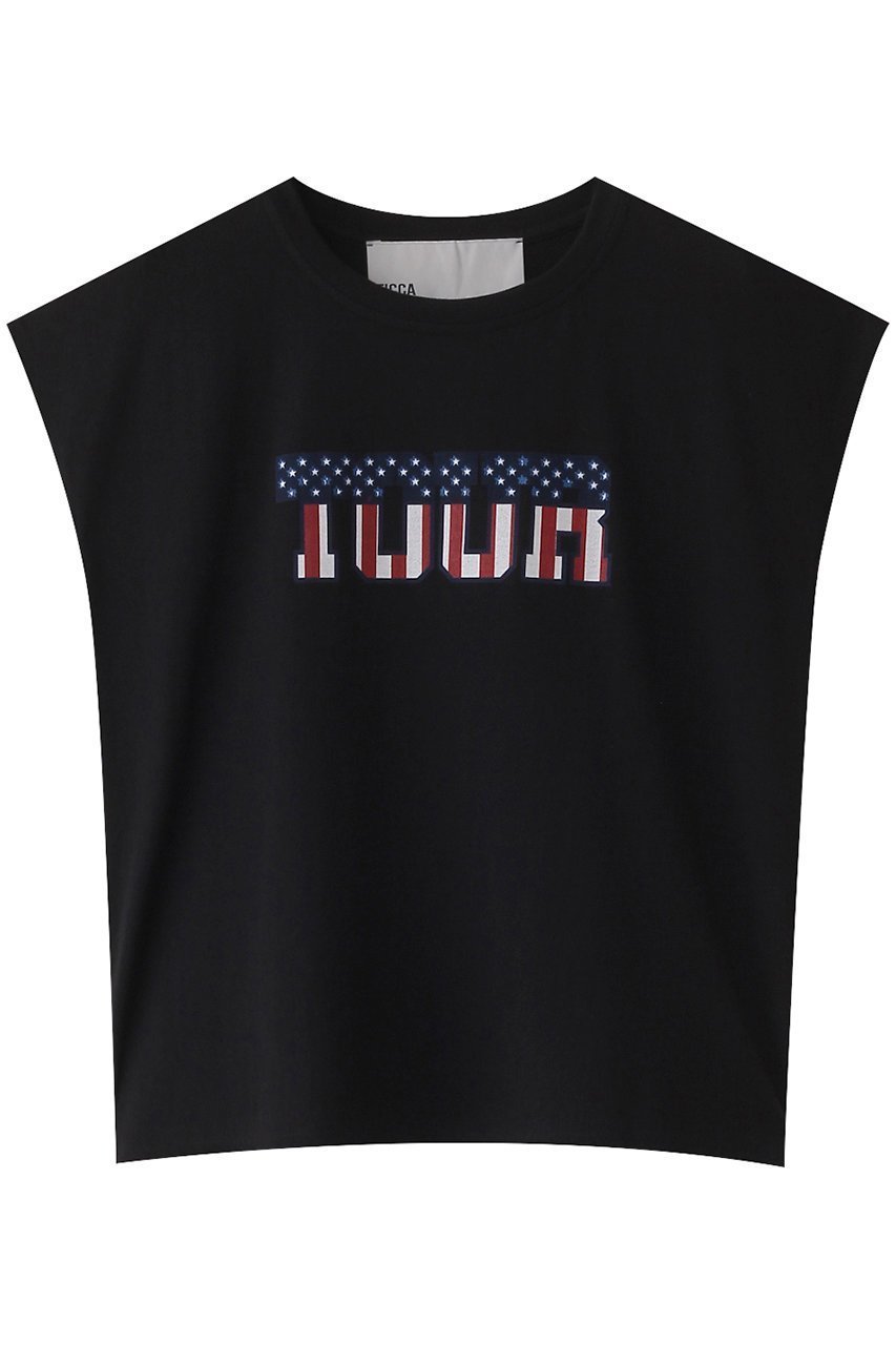 【ティッカ/TICCA】のTOURフレンチTシャツ インテリア・キッズ・メンズ・レディースファッション・服の通販 founy(ファニー) 　ファッション　Fashion　レディースファッション　Fashion for Women　トップス・カットソー　Cut & Sew Tops　シャツ・ブラウス・オフィスカジュアル　Elegant Blouses & Button-Ups　ロングTシャツ・Tシャツ　Longline T-Shirts & Tees　カットソー・ベーシックTシャツ　Cut-and-Sewn Tops / Stretch Tees & Basics　カッティング　Cutting Detail　吸水　Absorbent, Quick-Dry　ショート　Short, Short Length　スリーブ　Sleeve, Long Sleeve / Short Sleeve　フレンチ　French, French Style　プリント　Print, Printed Pattern　モチーフ　Motif, Design Theme　リラックス　Relax, Relaxed Fit　再入荷　Restock / Back in Stock　小旅行　Short Trip　エレガント 上品　Elegant　ブラック|ID: prp329100004372526 ipo3291000000032756335