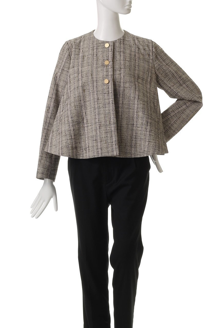 【オブリオ/AUBRIOT】のネップツイード フレアシルエットジャケット 人気、トレンドファッション・服の通販 founy(ファニー) ファッション Fashion レディースファッション Fashion for Women アウター Coat / Outerwear Collection レディースジャケット・軽アウター Jackets イタリア Italy クラシック Classic, Timeless Style シルク Silk, 100% Silk ジャケット Jacket, Outerwear ツイード/ツィード Choker, Choker Necklace ツイード Twill, Twill Weave ネップ Nepp, Slub Yarn ハンド Hand, Handmade フォルム Silhouette, Form フレア Flare, Flared メタル Metal, Metal Parts other-2|ID: prp329100004372557 ipo3291000000032956208