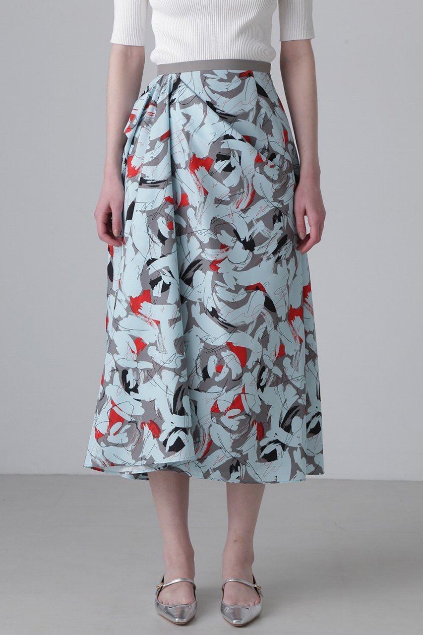 【アドーア/ADORE】のアブストラクトプリントスカート 人気、トレンドファッション・服の通販 founy(ファニー) 　ファッション　Fashion　レディースファッション　Fashion for Women　スカート　Skirts　ロングスカート　Long Skirts / Maxi & Midi Skirts　シンプル　Simple, Minimal　ドレープ　Drape, Draping Fabric　フレア　Flare, Flared　プリント　Print, Printed Pattern　ベーシック　Basic, Essential　モダン　Modern, Contemporary　ロング　Long, Long-Length　エレガント 上品　Elegant　再入荷　Restock / Back in Stock　無地　Plain, Solid Color　other-2|ID: prp329100004372573 ipo3291000000034989280