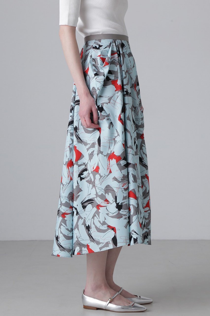 【アドーア/ADORE】のアブストラクトプリントスカート 人気、トレンドファッション・服の通販 founy(ファニー) 　ファッション　Fashion　レディースファッション　Fashion for Women　スカート　Skirts　ロングスカート　Long Skirts / Maxi & Midi Skirts　シンプル　Simple, Minimal　ドレープ　Drape, Draping Fabric　フレア　Flare, Flared　プリント　Print, Printed Pattern　ベーシック　Basic, Essential　モダン　Modern, Contemporary　ロング　Long, Long-Length　エレガント 上品　Elegant　再入荷　Restock / Back in Stock　無地　Plain, Solid Color　other-3|ID: prp329100004372573 ipo3291000000034989282