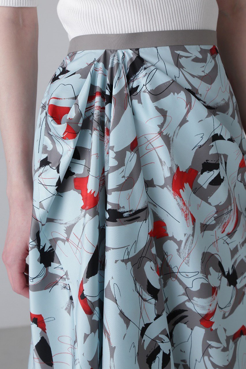 【アドーア/ADORE】のアブストラクトプリントスカート 人気、トレンドファッション・服の通販 founy(ファニー) 　ファッション　Fashion　レディースファッション　Fashion for Women　スカート　Skirts　ロングスカート　Long Skirts / Maxi & Midi Skirts　シンプル　Simple, Minimal　ドレープ　Drape, Draping Fabric　フレア　Flare, Flared　プリント　Print, Printed Pattern　ベーシック　Basic, Essential　モダン　Modern, Contemporary　ロング　Long, Long-Length　エレガント 上品　Elegant　再入荷　Restock / Back in Stock　無地　Plain, Solid Color　other-5|ID: prp329100004372573 ipo3291000000034989284