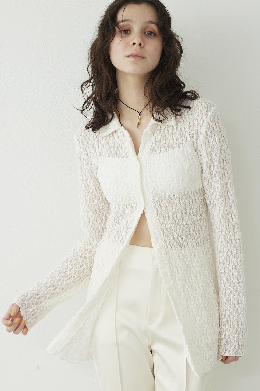 【ウィムガゼット/Whim Gazette】の【THE PAUSE】ストレッチレースシャツ 人気、トレンドファッション・服の通販 founy(ファニー) 　ファッション　Fashion　レディースファッション　Fashion for Women　トップス・カットソー　Cut & Sew Tops　シャツ・ブラウス・オフィスカジュアル　Elegant Blouses & Button-Ups　おすすめ　Recommended / Our Picks　インナー　Innerwear　ストレッチ　Stretch, Stretchy Fabric　スリーブ　Sleeve, Long Sleeve / Short Sleeve　ボトム　Bottoms, Lower Wear　レース　Lace, Lace Fabric　ロング　Long, Long-Length　透かし　Cut-Out, Lacework　 other-1|ID: prp329100004372582 ipo3291000000032905787