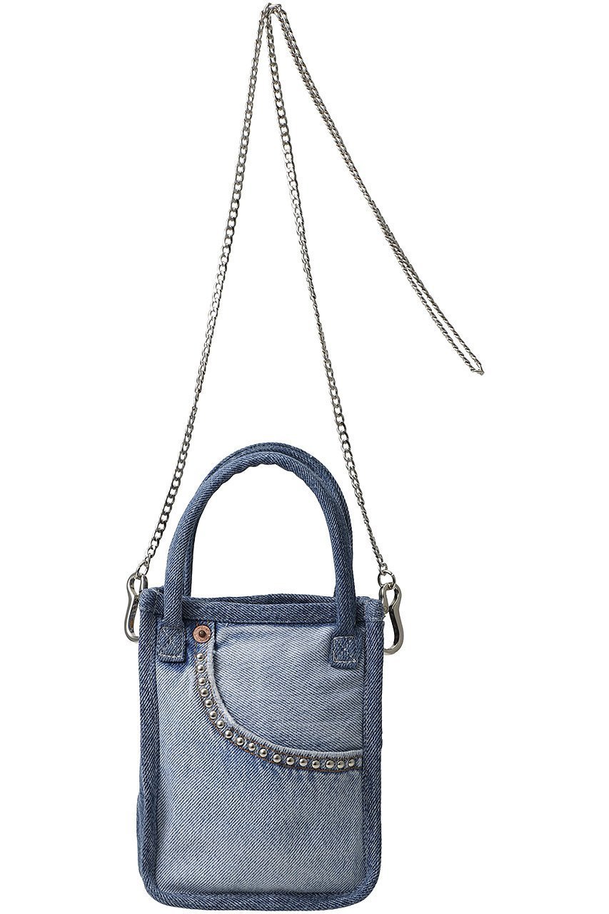【ウィムガゼット/Whim Gazette】の【Jeanie Blue】STUDS MINI TOTE インテリア・キッズ・メンズ・レディースファッション・服の通販 founy(ファニー) 　ファッション　Fashion　レディースファッション　Fashion for Women　バッグ　Bags　コンパクト　Compact, Small Size　ショルダー　Shoulder, Shoulder Strap　スタッズ　Studs, Metal Accents　スマホ　Smartphone, Mobile Device　チェーン　Chain, Chain Strap　デニム　Denim, Jeans Material　バランス　Balance, Style Balance　ブルー|ID: prp329100004372583 ipo3291000000032782755