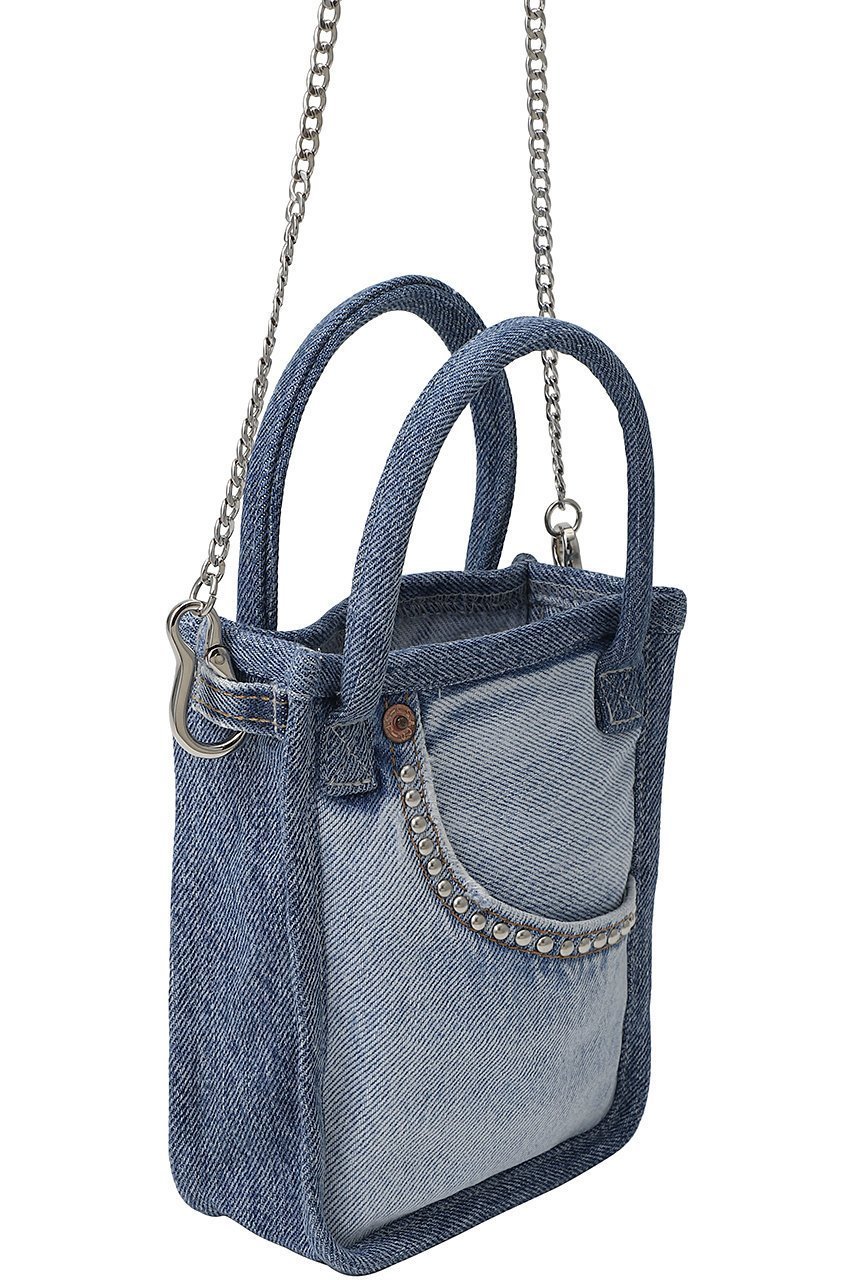 【ウィムガゼット/Whim Gazette】の【Jeanie Blue】STUDS MINI TOTE 人気、トレンドファッション・服の通販 founy(ファニー) 　ファッション　Fashion　レディースファッション　Fashion for Women　バッグ　Bags　コンパクト　Compact, Small Size　ショルダー　Shoulder, Shoulder Strap　スタッズ　Studs, Metal Accents　スマホ　Smartphone, Mobile Device　チェーン　Chain, Chain Strap　デニム　Denim, Jeans Material　バランス　Balance, Style Balance　other-4|ID: prp329100004372583 ipo3291000000032782759