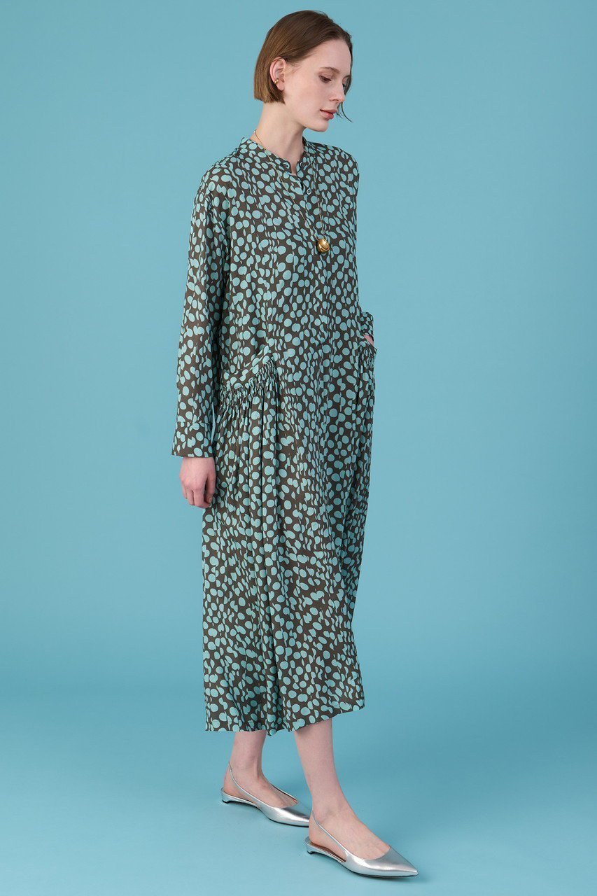 【ハウス オブ ロータス/HOUSE OF LOTUS】のランダムドットワンピース 人気、トレンドファッション・服の通販 founy(ファニー) 　ファッション　Fashion　レディースファッション　Fashion for Women　ワンピース　Dresses　チュニック　Tunic Tops & Dresses　ギャザー　Gathered, Ruffled　シャーリング　Shirring, Ruched　チュニック　Tunic, Long Top　ドット　Polka Dot, Dot Pattern　ドレープ　Drape, Draping Fabric　プリント　Print, Printed Pattern　ポケット　Pocket, Pocket Detail　ロング　Long, Long-Length　other-6|ID: prp329100004372588 ipo3291000000032871487
